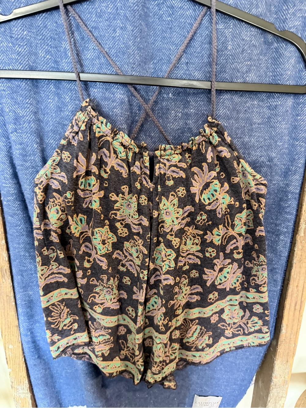 American Eagle Outfitters Blue Floral Print Strappy Cami